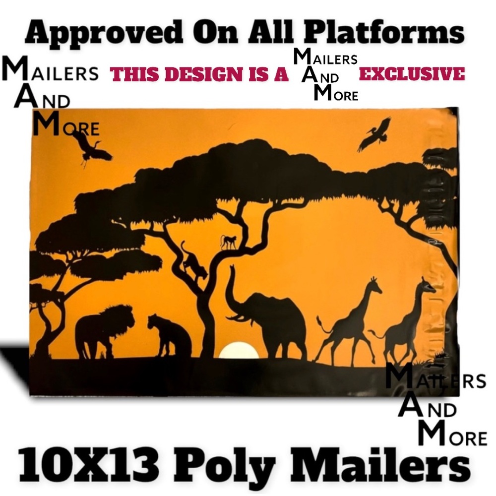 50 10X13 Poly Mailers Safari, Lion, Elephant, Giraffe, Monkey PRICE IS FIRM - Picture 3 of 7